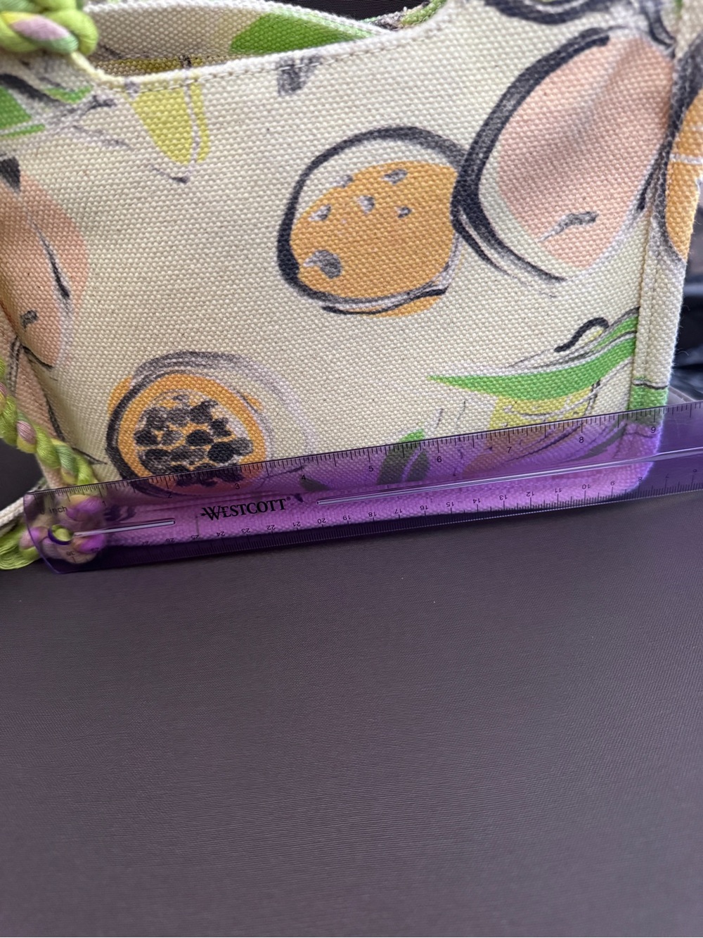Vince Camuto Canvas Citrus Print Crossbody in Green and Yellow - Picture 6 of 9